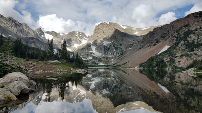 山间河流的风景照片
